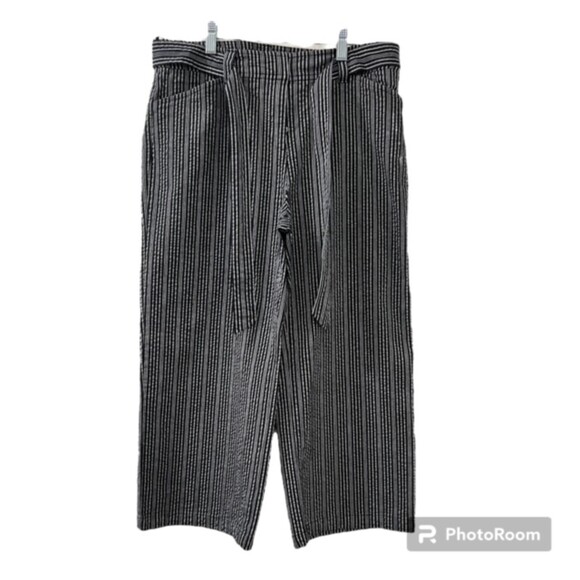 Jones New York Sport Petite Womens Black Gray Stripe Stretch Capri Pants Size 10 - Picture 1 of 13